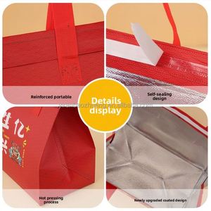 Sac de livraison isotherme personnalisé en non-tissé, résistant à l'huile, pour le refroidissement du thé, des gâteaux, des pizzas et des plats à emporter pour restaurants - Product Image 6