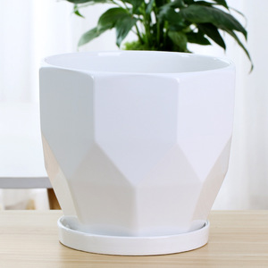 Pot de fleurs en céramique blanc, design géométrique, pour plantes d'intérieur, jardinage à domicile, Pothos, plantes araignées, succulentes - Product Image 2