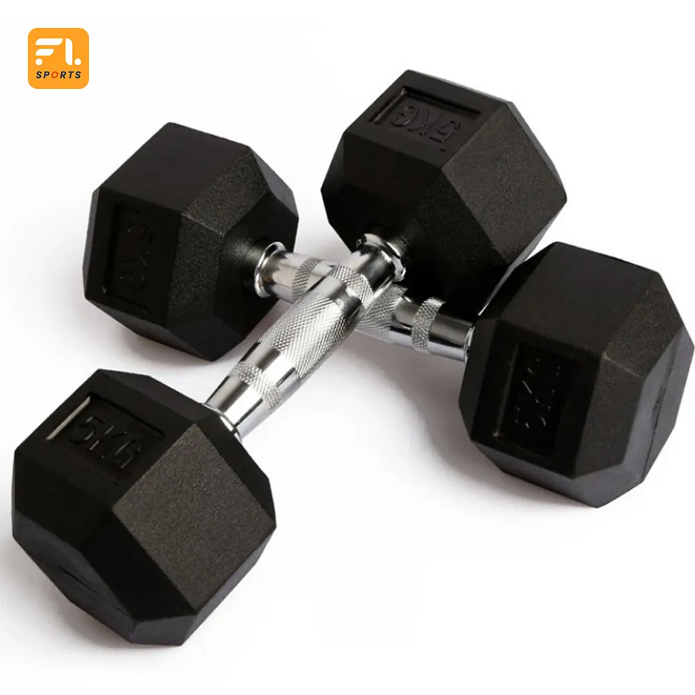 Ginásio Equipamento Fitness Dumbells 5kg 10kg 20kg 30kg 40kg Metal Handle Ferro Fundido Hex Hexagon Haltere De Borracha