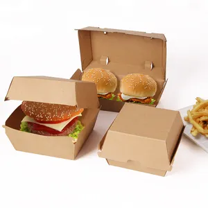 Paper Packaging Box Takeaway Multicolor Oil Proof Paper Clamshell Fast Food Packaging Disposable Burger Box