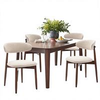 Ensemble de chaises de salle à manger modernes en bois, 4 pièces, ergonomiques, rembourrées en tissu, pieds coniques, beige, meubles de maison, repose-pieds