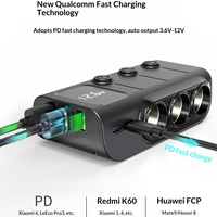 Simr 8 in 1 120W PD36W 12v Pengisi Daya USB Ganda dengan Saklar Soket Pemantik Rokok Qc3.0 Pengisi Daya Mobil Soket Pemantik Rokok Mobil