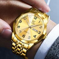 OLEVS 9970 Montre à quartz de luxe pour hommes et femmes Date Week Mains lumineuses Montres de couple classiques en acier inoxydable étanches