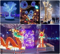 Decoración Navideña para Exteriores, Luces LED 2D con Motivos Navideños para Postes de Calle, Iluminación Decorativa