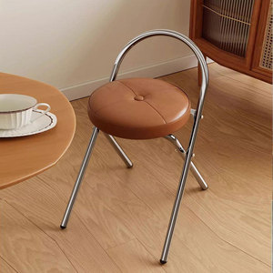 Modern Minimalist Foldable Metal bar <b>Stool</b> Home Use Living Room <b>Vintage</b> Designer-style Dining Chair - Product Image 5