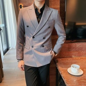 <span class=keywords><strong>Veste</strong></span> de <span class=keywords><strong>costume</strong></span> coupe ajustée pour hommes d'affaires britanniques haut de gamme à double boutonnage Style décontracté pour le printemps et l'automne <span class=keywords><strong>Veste</strong></span> de <span class=keywords><strong>costume</strong></span> - Product Image 2
