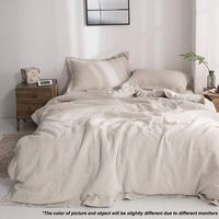 Ensemble de housse de couette 3 pièces en lin de luxe 100% Design brodé naturel lisse confortable pour chambre à coucher décor moderne