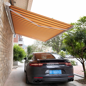 Full Cassette Motorized Retractable Awning Orange Striped <b>Sun</b> Shade Aluminum Shell Wall Mounted Waterproof <b>Canopy</b> B2B Factory - Product Image 2