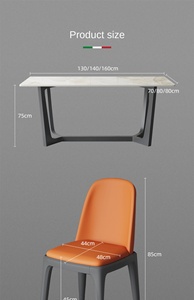Table à manger carrée moderne et simple, écologique, durable, en pierre, avec pieds en métal luxueux pour 4 à 6 personnes, pour hôtels, familles, restaurants - Product Image 6