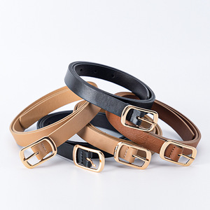 Ceinture fine en cuir PU pour femme, boucle à fermoir, noir, camel, marron, pour jeans, ceinture décorative rétro à la mode - Product Image 2