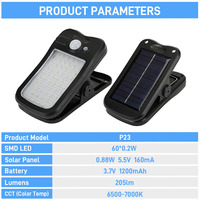 Lampu Sorot LED Tenaga Surya Solarup Terintegrasi dengan Penjepit, Tahan Air IP65, Cocok untuk Berkemah, All-in-One
