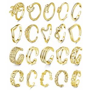 Juego de 20 Anillos de Dedo Ajustables para Mujer, Estilo Europeo Americano, Chapados <span class=keywords><strong>en</strong></span> Oro, Plata, Diseño Geométrico Simple, SKIITOW ZY25345 - Product Image 1
