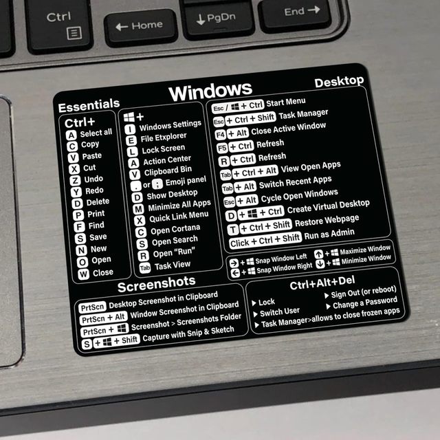 Customizable Language Windows Shortcut Sticker Keyboard Shortcut Laptop Keyboard Shortcuts Sticker for Any PC Laptop or Desktop