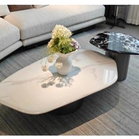 Table basse carrée en marbre naturel de style italien F&J Home, ensemble modulaire de forme personnalisée, design moderne minimaliste, acier inoxydable