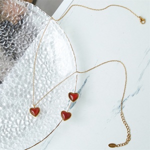 Dainty White Stone Gold Plated EIrregular Shape Romantic Resin Blue pink Stainless Steel Gold Plated Hug Pendant <b>Couple</b> <b>Necklace</b> - Product Image 6