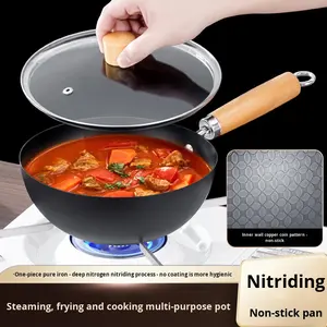 HENGCW Poêle antiadhésive en nitrure de fer non revêtue, forgée <span class=keywords><strong>à</strong></span> la main, <span class=keywords><strong>à</strong></span> fond unique, pour friture profonde, wok traditionnel, poêle <span class=keywords><strong>à</strong></span> sauté - Product Image 6