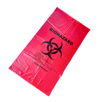 Bolsa de Plástico Biodegradable Transparente y Resistente para Transporte de Muestras de Riesgo Biológico, Impresa con Grabado, Sellada con Calor, Color Rojo