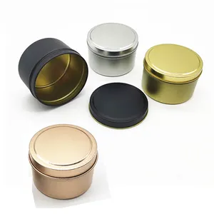 Decoratieve Zwart Goud Blikken Kerst Metalen Containers Lege Blikken Potten Kaarsblikken Blikken Blikken 4Oz Voor Kaars Maken