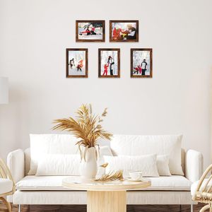 Juego de marcos de fotos de grano de madera MDF <span class=keywords><strong>para</strong></span> café desgastado 5x7 ecológico, 18 pantallas <span class=keywords><strong>para</strong></span> fotos de bodas familiares A1, pared de mesa - Product Image 5