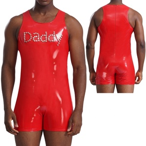 Body en cuir Pu sexy <span class=keywords><strong>pour</strong></span> hommes sans manches avec rivets <span class=keywords><strong>Combinaison</strong></span> en <span class=keywords><strong>latex</strong></span> <span class=keywords><strong>pour</strong></span> les muscles Justaucorps <span class=keywords><strong>pour</strong></span> les nuits de lune de miel - Product Image 2