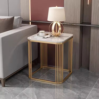 Meubles de salon minimalistes modernes, table basse carrée luxueuse, base en métal doré en acier inoxydable