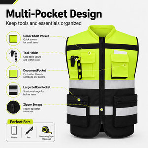 Chaleco <span class=keywords><strong>de</strong></span> <span class=keywords><strong>Seguridad</strong></span> Reflectante ANSI Clase 2 con Logotipo Personalizado, Multibolsillos, para Construcción, con Tiras Reflectantes, Ropa <span class=keywords><strong>de</strong></span> <span class=keywords><strong>Trabajo</strong></span> <span class=keywords><strong>de</strong></span> Alta Visibilidad - Product Image 3