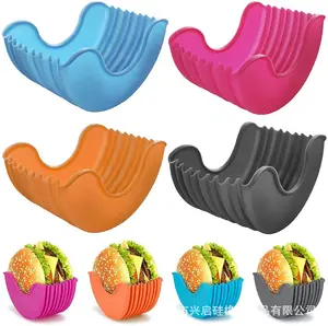 Silicone Material Retractable Hamburger Fixed Box Adjustable Washable And Retractable Hamburger Holder Silicone Hamburger Box