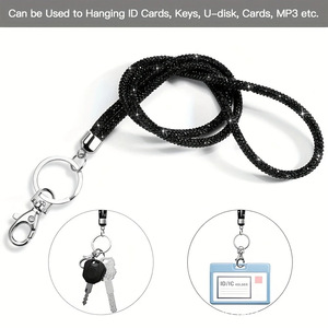 80cm Glitter Diamond Crystal Anti-Lost Phone Lanyard Keychain Rhinestone Hanging Rope Phone Neck Strap Other Phone Straps
