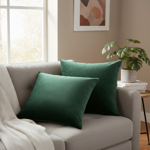 RainRoad 18x18 Inch Dark Green Soft <b>Square</b> Throw <b>Pillow</b> Covers Cushion Case for Sofa Couch Bed Chair - Product Image 2