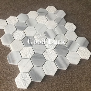 <span class=keywords><strong>Carrelage</strong></span> de sol antidérapant en marbre <span class=keywords><strong>gris</strong></span> et blanc <span class=keywords><strong>hexagonal</strong></span>, design unique, finition spéciale pour la décoration murale intérieure, épaisseur 10 mm - Product Image 3