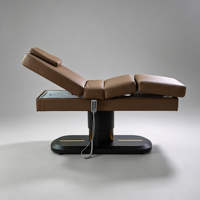 Table de massage électrique à 3 moteurs, table de spa faciale, base avec lumière LED, mécanisme de levage, chaise en cuir PVC pour salon de beauté, clinique médicale