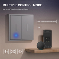 MVAVA Interruptor de Luz Inteligente de Doble Polo con Panel de PC de Lujo, Estándar Europeo, Blanco, 3 Botones, WiFi, Zigbee, Smart Life, Cableado/Inalámbrico, Táctil, Compatible con Alexa
