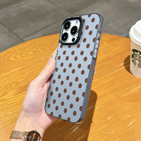 Coque de téléphone antichoc minimaliste en TPU mat à motif pois bleus et bruns, motif géométrique, pour iPhone 17 16 15 14 13 Pro Max