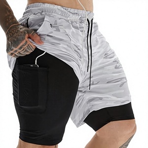 Custom Logo Men's Double <b>Layer</b> Blank Sports Athletic Workout Running Gym Shorts With Liner Breathable 2 In 1 Activewear Shorts - Product Image 1