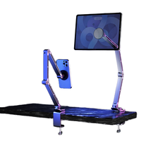 Support de tablette et de téléphone portable en alliage d'aluminium, rotation à 360 degrés, pliable, portable, support de tablette PC de bureau, compatible iPad, utilisation en intérieur