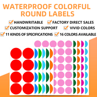 Étiquettes autocollantes A5 colorées à pois, imperméables, vierges, pour classification, écriture manuscrite, en vinyle/PVC, promotionnelles