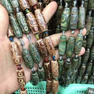 Заводская цена, 14x40 мм, Длинные бусины из натурального тибетского агата Dzi, камень для глаз для изготовления ювелирных изделий своими руками