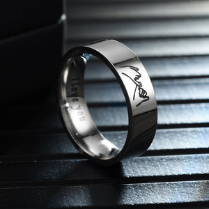 Fashion Cincin Cluster pria, Aksesori pernikahan dan hadiah trendi Stainless Steel lebar 8mm - Product Image 3