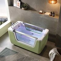 Baignoire Spa Bébé Moderne Autoportante de 48 Pouces avec Hydromassage à Air et LED pour Utilisation Intérieure