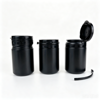 En stock – Bouteille vide en plastique HDPE noir mat de 60 ml (2 oz) à large ouverture pour Xylitol avec bouchon déchirable