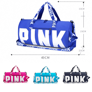 Sac de sport et de voyage rose en polyester Ripstop, grande capacité, imperméable, convertible, avec logo personnalisé, idéal pour la gym et les week-ends - Product Image 2