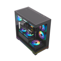 NEW Fashion 5PCI Slots PC Micro ATX Gaming Slim Case with Tempered Glass Side Panel Steel Construction ARGB Strip