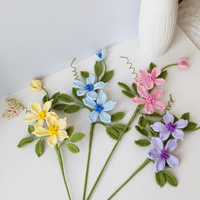 Fleurs de Clématite Tricotées à la Main Personnalisées pour Vase, Bouquet, Mariage, Décoration Intérieure, Ornements Finis