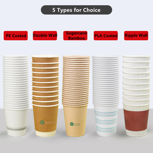 Logotipo personalizado 8 12 16 22oz vasos de papel desechables de una sola pared para bebidas de café de jugo con tapa de pulpa de bagazo ecológica - Product Image 6