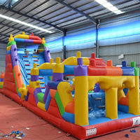 Parcours d'obstacles gonflable commercial certifié CE et EN71 - Aire de jeux gonflable pour enfants en PVC robuste avec toboggan, norme de sécurité européenne