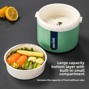 Boîte à lunch isotherme multicouche <span class=keywords><strong>sous</strong></span> <span class=keywords><strong>vide</strong></span>, compatible micro-ondes, multi-compartiments, sans BPA, grande capacité, avec cuillère accessoire pour le bureau - Product Image 2