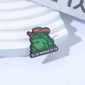 Pin de esmalte de rana vaquera de dibujos animados con diseño 'It Is What It Is', divertido humor occidental, broche de rana vaquera, insignia para mochila y solapa, regalo de joyería - Product Image 2