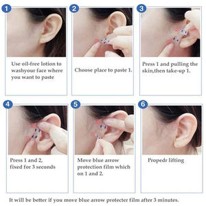 40 adet kaldırma yüz çıkartmalar görünmez şeffaf ince yüz yama kaldırma araçları v-şekli yüz kırışıklık sarkma cilt yapışkan bant - Product Image 5