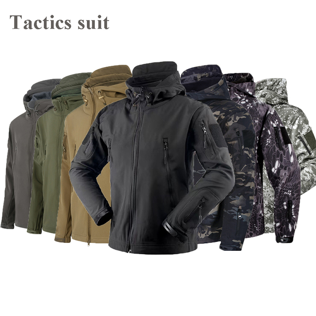 Custom Camo Outdoor Activity Soft Shell Windproof Suit Black Suit Hunting Wear Men Tactical Suit for Winter