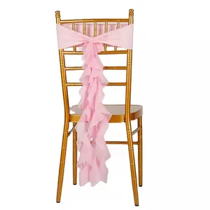 Decorazione elastica della copertura della sedia della fascia della fascia elastica della sedia del nastro di Chiffon e di cerimonia nuziale di nuovo arrivo